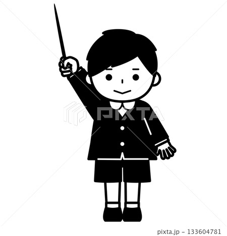 指示棒を持って説明する男の子 133604781