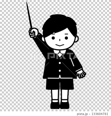 指示棒を持って説明する男の子 133604781