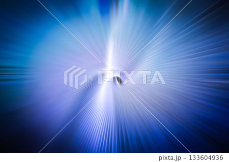 Central abstract vortex is emitting blue-white gradient radial streaks in digital flat illustration 133604936