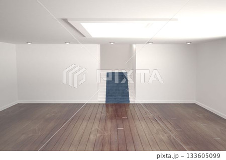Empty white room with stairs 133605099