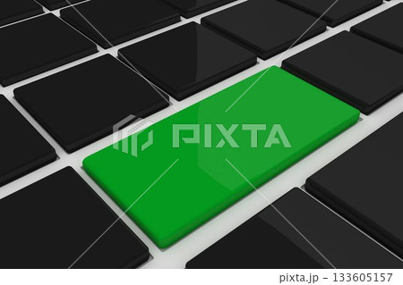 Black keyboard with green key 133605157