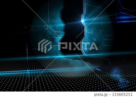 Doorway on technological black background 133605251