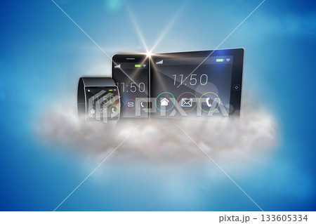 Smartphone tablet pc and futuristic wristwatch Smartphone tablet pc and futuristic wristwatch 133605334
