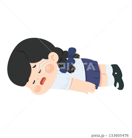 Illustration of Girl Sleeping in School Uniform Illustration of Girl Sleeping in School Uniform 133605476