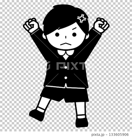 怒って両手を上げる男の子 133605906