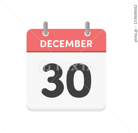 12月30日・December 30の日めくりカレンダーのアイコン - 12/30の日付入り英語の暦 12月30日・December 30の日めくりカレンダーのアイコン - 12/30の日付入り英語の暦 133606082