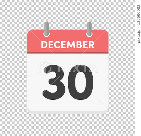 12月30日・December 30の日めくりカレンダーのアイコン - 12/30の日付入り英語の暦 12月30日・December 30の日めくりカレンダーのアイコン - 12/30の日付入り英語の暦 133606082