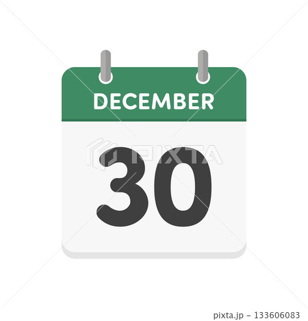 12月30日･December 30の日めくりカレンダーのアイコン - 12/30の日付入り英語の暦 133606083