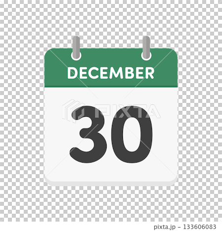 12月30日･December 30の日めくりカレンダーのアイコン - 12/30の日付入り英語の暦 133606083