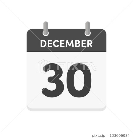 12月30日･December 30の日めくりカレンダーのアイコン - 12/30の日付入り英語の暦 133606084