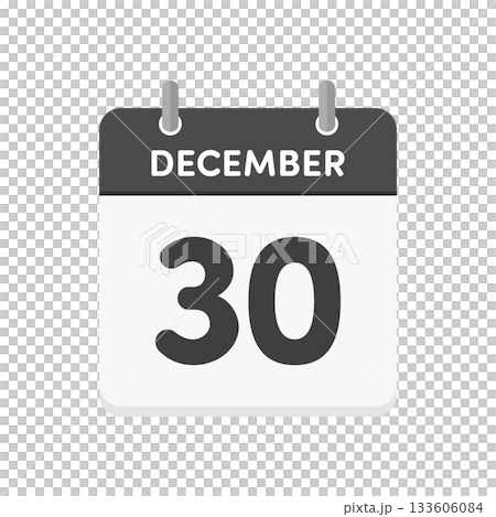 12月30日･December 30の日めくりカレンダーのアイコン - 12/30の日付入り英語の暦 133606084
