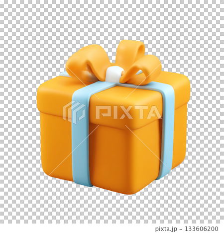3D gift box icon with vibrant ribbon and bow perfect for celebration, holiday, birthday, and gift-giving concept in digital design 133606200