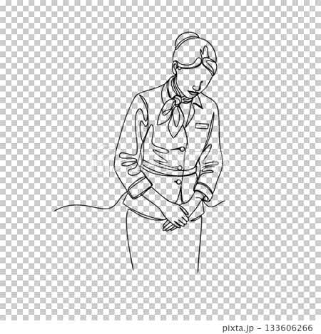 Woman bowing (line art) Woman bowing (line art) 133606266