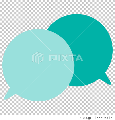 シンプルなカラーの吹き出し　重なる会話 133606317