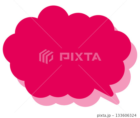 シンプルなカラーの吹き出し　丸みのある雲形 133606324