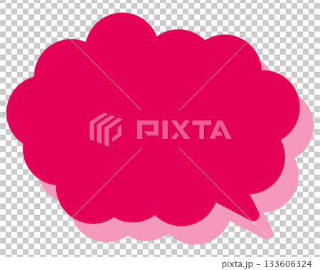 シンプルなカラーの吹き出し　丸みのある雲形 133606324