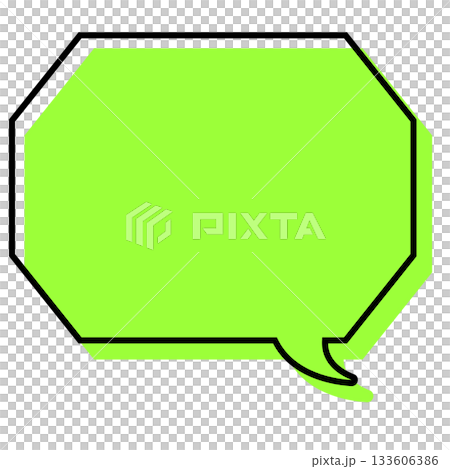 一個簡單的帶有錯位線條的對話泡泡，一個帶有角的八邊形 133606386