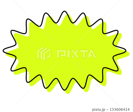 シンプルな線がずれた吹き出し　細長い丸みのあるギザギザした形 133606414