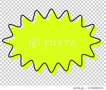 シンプルな線がずれた吹き出し　細長い丸みのあるギザギザした形 133606414
