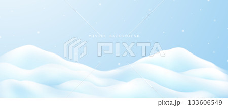 Beautiful winter background with snow. Vector illustration. 133606549