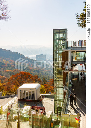 韓国のソウルの南山公園の秋の紅葉シーズンの風景 133606590