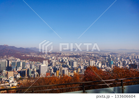 韓国のソウルの南山公園の秋の紅葉シーズンの風景 韓国のソウルの南山公園の秋の紅葉シーズンの風景 133606604