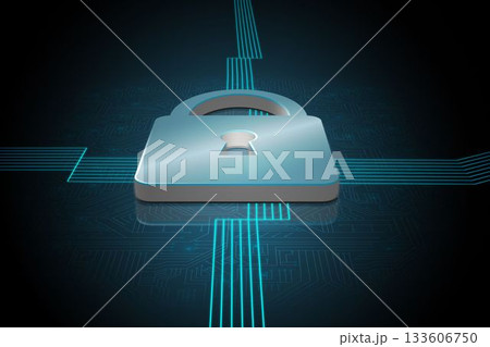 Shiny lock on black background 133606750