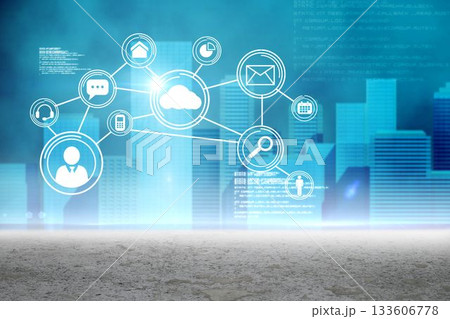 App icons against cityscape 133606778