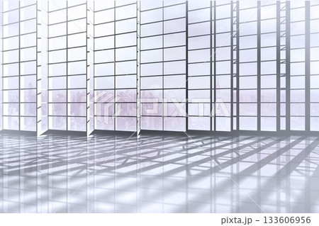 White room with large window overlooking city White room with large window overlooking city 133606956