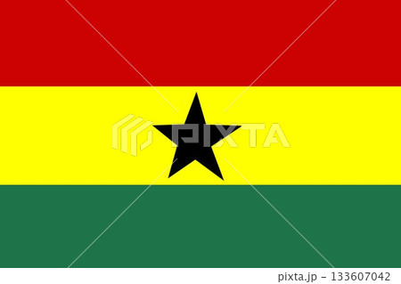 Flat design national flag is showing tricolor stripes with black star on transparent background 133607042