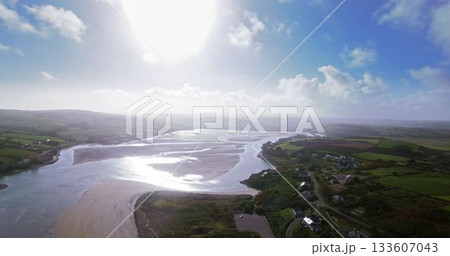 Scenic view of river amidst landscape 133607043