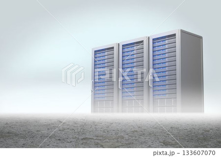 Server towers in desert setting Server towers in desert setting 133607070