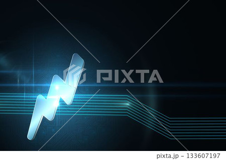 Flash of lightning on futuristic background 133607197