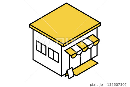 不動産購入、事務所や店舗のシンプルな線画アイソメトリックイラスト 133607305