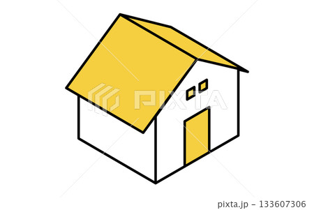 不動産購入、戸建てのシンプルな線画アイソメトリックイラスト 133607306