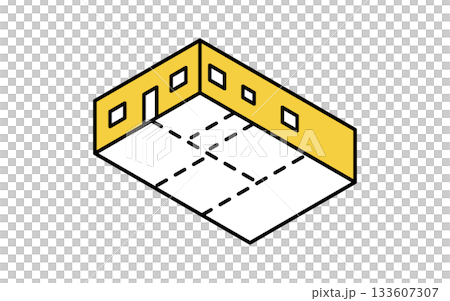 Simple line drawing isometric illustration of real estate purchase and floor plan 133607307