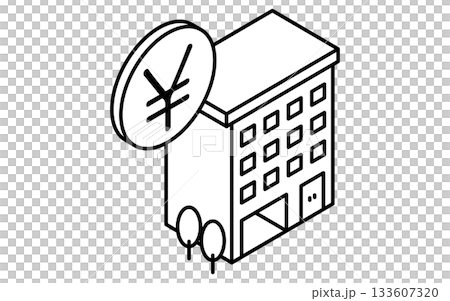Real estate purchase, profitable investment apartment simple line drawing isometric illustration, black and white Real estate purchase, profitable investment apartment simple line drawing isometric illustration, black and white 133607320
