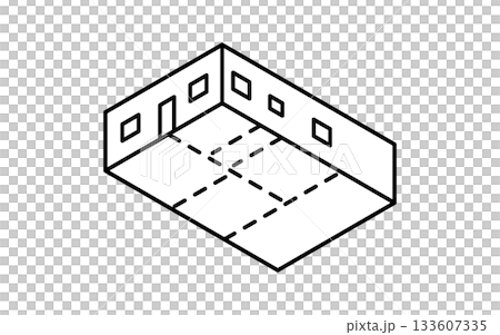 房地產購買,平面圖簡線等距插圖,黑白 房地產購買,平面圖簡線等距插圖,黑白 133607335