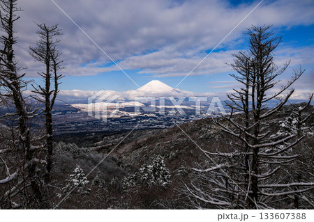 雪と富士山 133607388
