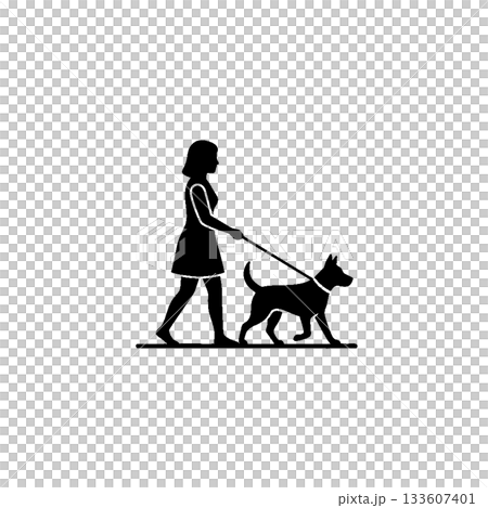 Silhouette illustration of a dog walking 133607401