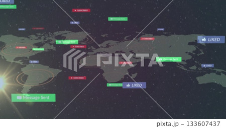 Displaying stylized world map floating in...のイラスト素材 [133607437] - PIXTA