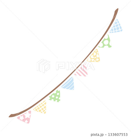 ふんわりガーランドコレクション｜パステルドリームガーランド｜パステルカラーの模様入り三角旗 133607553