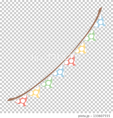 ふんわりガーランドコレクション｜ドットパステルガーランド｜パステルカラーにドット模様の三角旗 133607555