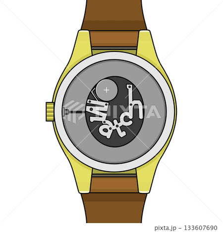 アナログ腕時計の内部のイメージ図(電池交換、watch) アナログ腕時計の内部のイメージ図(電池交換、watch) 133607690
