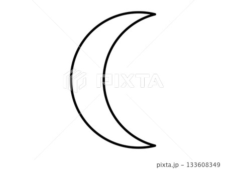 夜空・月齢・三日月のシンプルな線画アイコン 夜空・月齢・三日月のシンプルな線画アイコン 133608349
