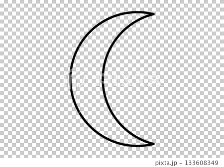 夜空・月齢・三日月のシンプルな線画アイコン 夜空・月齢・三日月のシンプルな線画アイコン 133608349