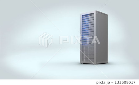 Digitally generated grey server tower 133609017
