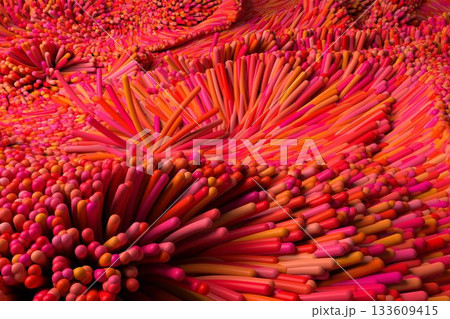 High angle view of red fiber optic 133609415