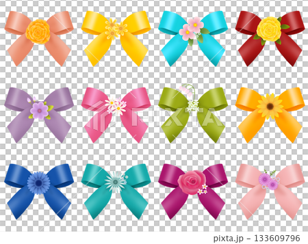 ribbon with flowers 133609796