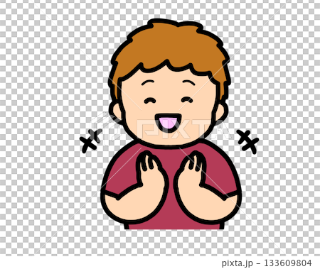 拍手する　茶髪の男の子 133609804